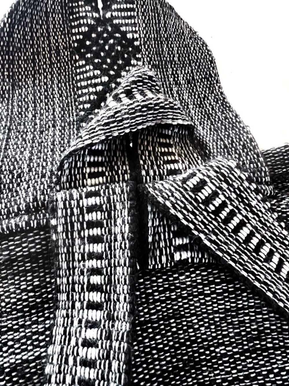 Pinzon Mexican Woven Boho Artisanal Backpack Black & White Jerga Baja - Picture 10 of 14